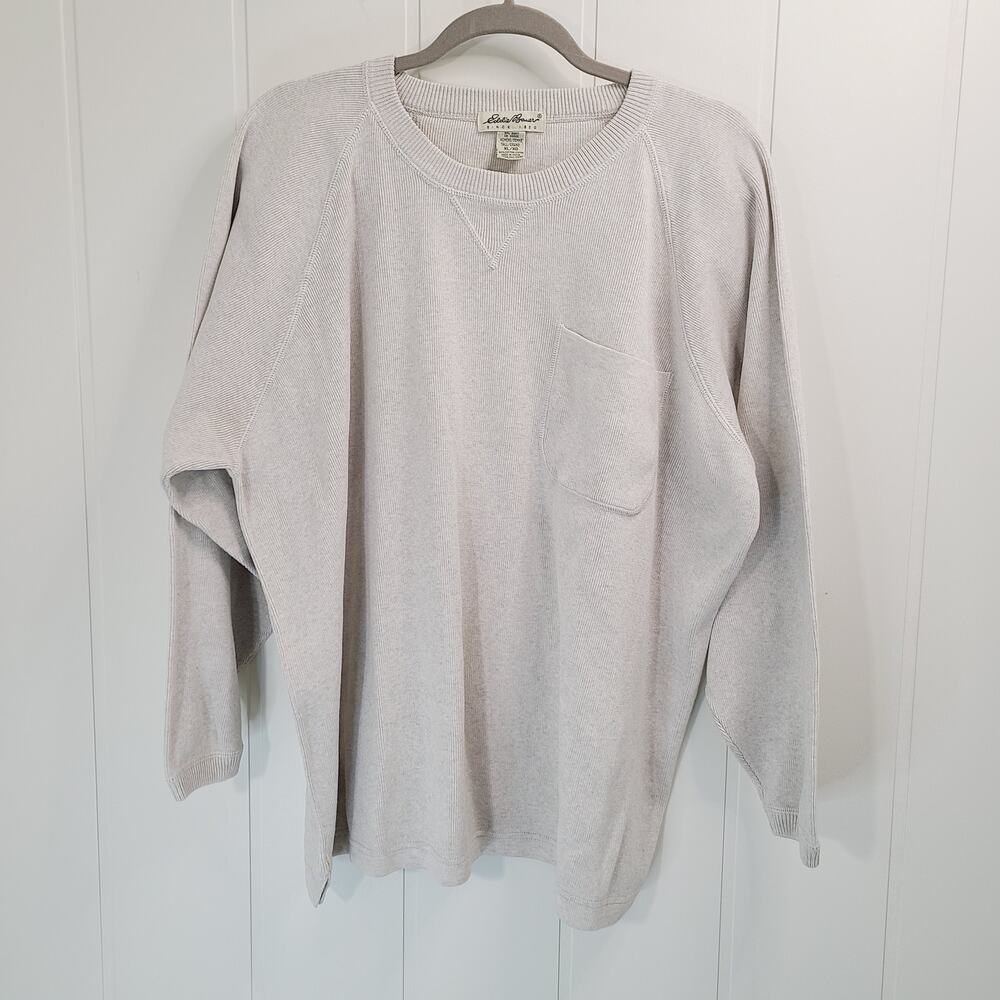 Eddie Baurer Womens Crew Neck Sweater Light Heather Gray Size XL Tall Casual